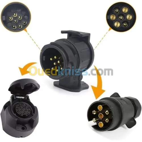 Adaptateur de prise remorque 7 - 13 broches  MOTO BATEAU VELO JETSKI  AUDI RANG ROVER MERCEDES..