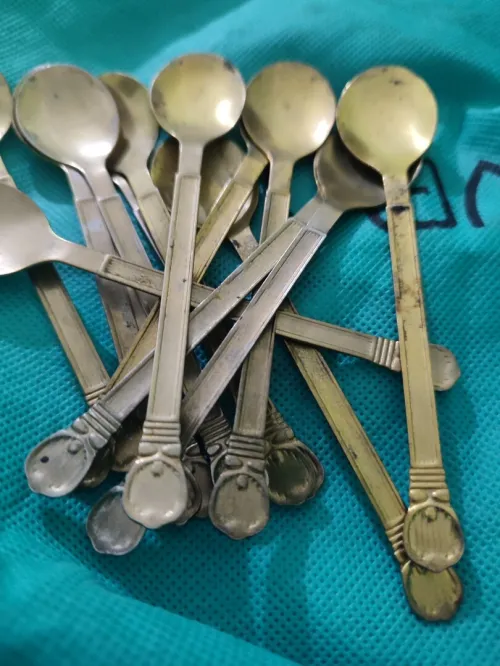 14 cuillères bronz doré antiquités 
