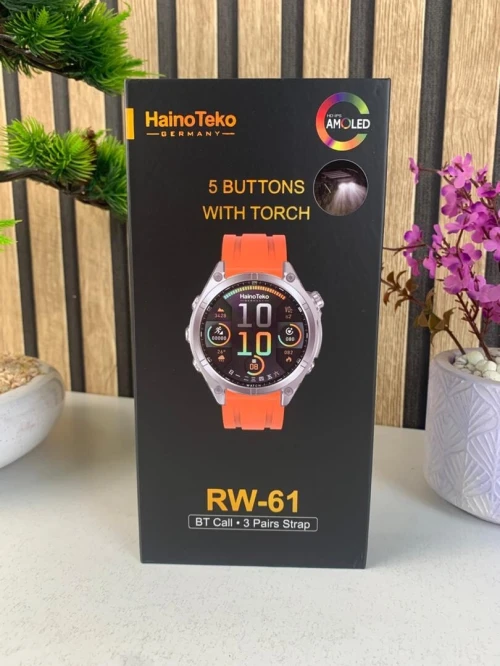 Smartwatch Haino Teko RW-61 avec écran AMOLED lampe de poche intégrée et 3 paires ساعة ذكية أصلية