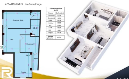 Vente Appartement F3 Alger Hraoua