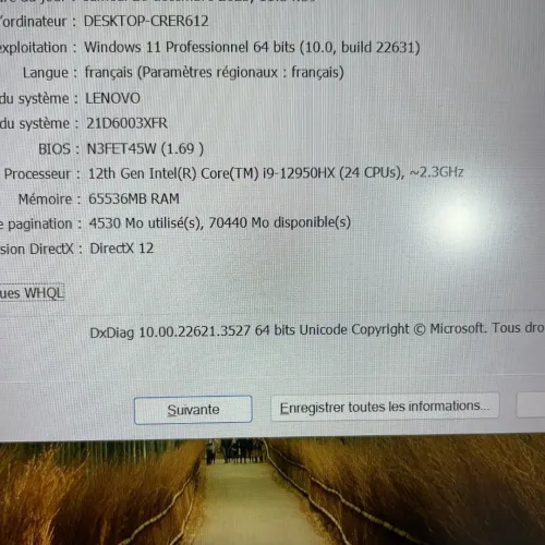 Lenovo ThinkPad P16 Gen 1 - Workstation i9-12950HX, 64Go, 1To, RTX A4500 16Go dédiée, 16" 2k