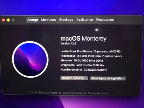 Mac book pro retina i7 / 2015