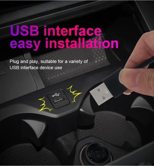 Bande lumineuse Fiber optique Led fluo RGB USB pour intérieur de voiture