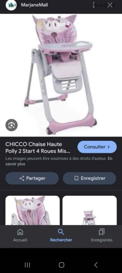 Chaise bébé chicco fille 