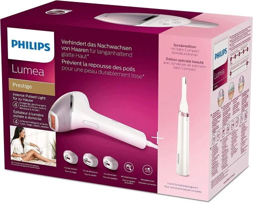 Épilateur à lumière pulsée Philips Lumea Prestige, 4 accessoires avec tondeuse-stylo Satin BRI949/00