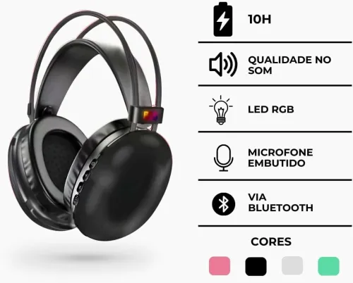 Casque Gaming Bluetooth V5.3 Lumières LED RGB PG580 DISCO PULSE