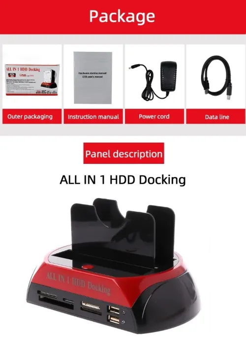 Station d'Accueil Double pour HDD SATA/IDE 2,5" et 3,5" USB 2.0 avec Lecteur Carte Mémoires N: 575