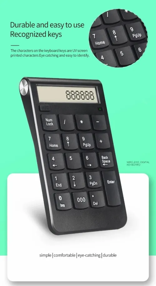 Mini Clavier Numérique USB avec Afficheur de 20 Touches avec Fonction de Calculatrice