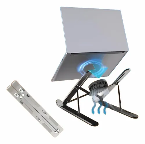 Refroidisseur Laptop & Tablette Réglable en 7 niveaux en d'Aluminium avec Ventilateur Détachable 