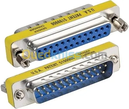 Adaptateur Coupleur pour connexions série à port parallèle avec connecteurs M/F DB25 broches.