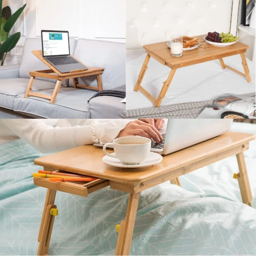 Table & Refroidisseur avec Deux Ventilateurs en Bois pour Laptop Pliable & Réglable BM62 BAMBOO 