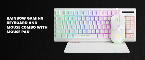 Pack Gaming 3en1 - Clavier 87 Touches, Souris 7 Boutons 7200 DPI, Tapis CM310 WH LOOT 30 MARVO