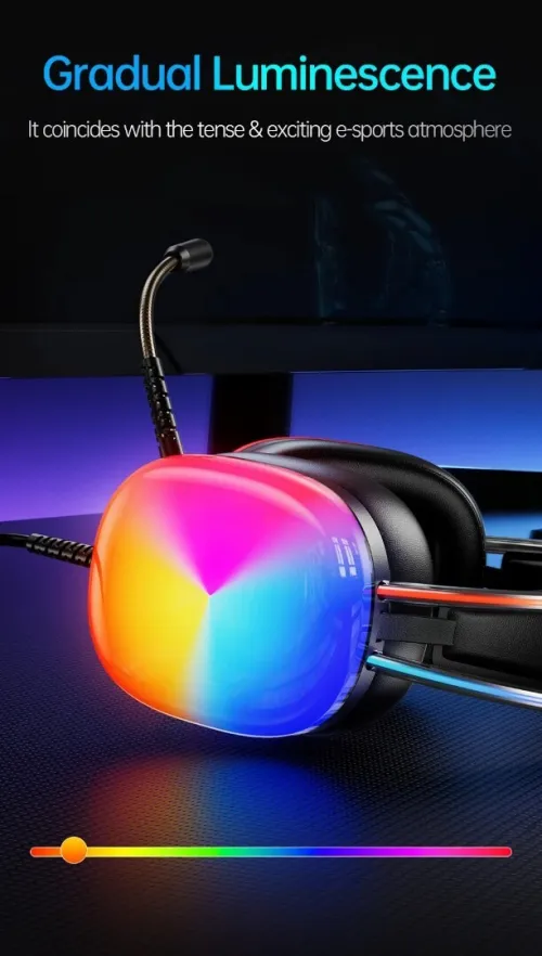 Casque Gaming Professionnel Jack 3.5 mm 7.1 Microphone Flexible Antibruit Rétroéclairage RGB H-600