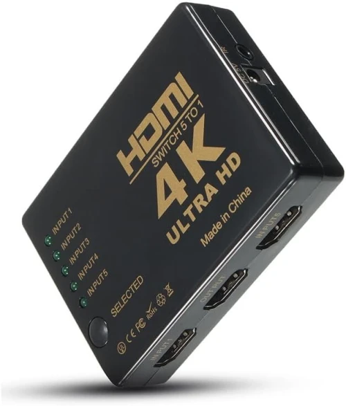 Switch HDMI 5 Entrées 1 Sortie, Commutateur HDMI 5 Ports 4K Ultra HD, Hub HDMI avec Télécommande