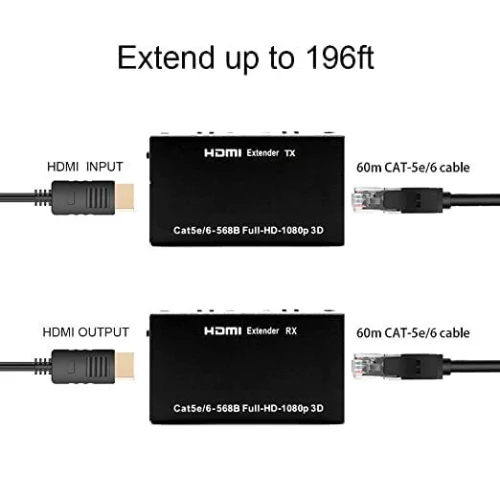 Extender & Rallonge HDMI Full HD à 60 Hz 60 m sur Câble Ethernet Cat5e/6