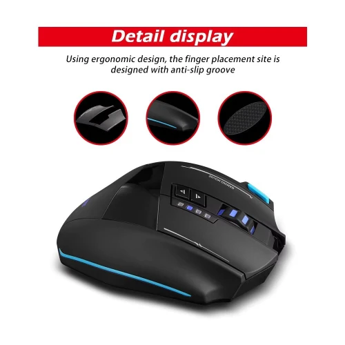 Souris Gaming Dual Mode Filaire USB & Sans Fil 2.4GHZ Jusqu'a 4800 DPI F-15 ZELOTES