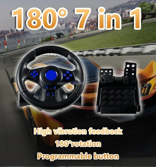 Volant de Course 7-en-1 Multi-Plateformes avec Retour de Force et Pédalier Réaliste GT-V7