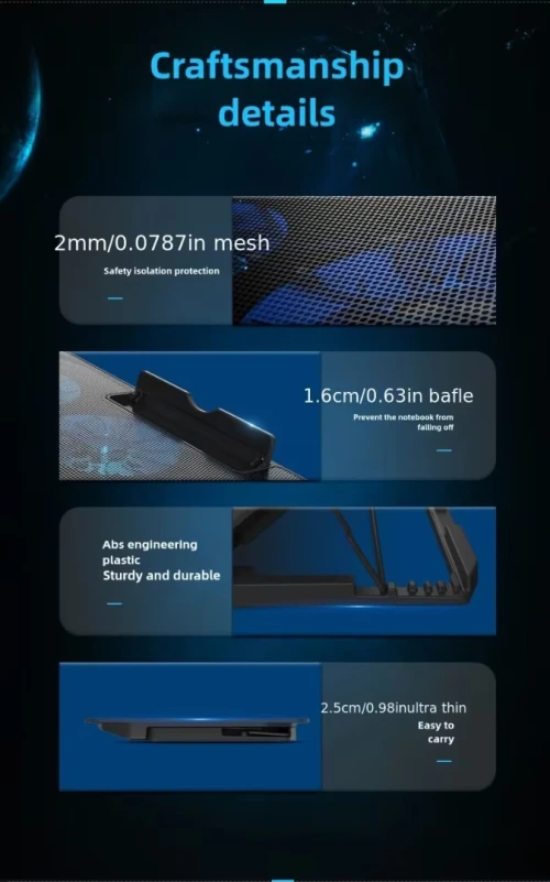 Refroidisseur avec 6 Ventilateurs 5 Positions Pour Laptop Jusqu'À 17" RGB NCP-216 MIKUSO