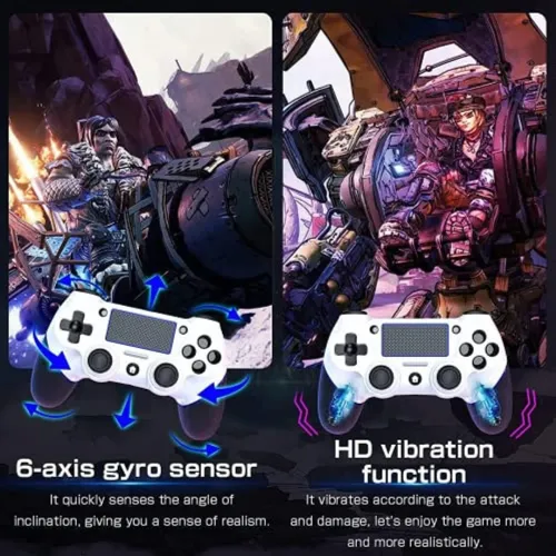 Manette Gaming Bluetooth Pour  PS4 & PC Dual-Shock Rechargeable avec Entrée Jack 3.5mm