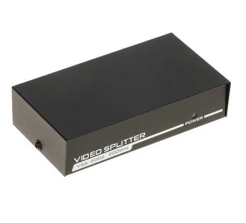 Splitter VGA 1 Entrée / 2 Sorties avec Boîtier Métallique Blindé et Alimentation Secteur DC 5V, Vidéo Multi-Écrans VGA -2002 Actif Haute Fréquence 200MHz