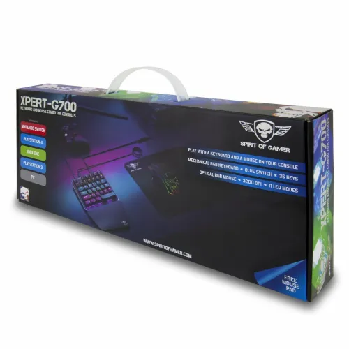 Pack Clavier Mécanique Single Hand & Souris Pour Ps4 Xbox One Pc Xpert-G700 Spirit Of Gamer