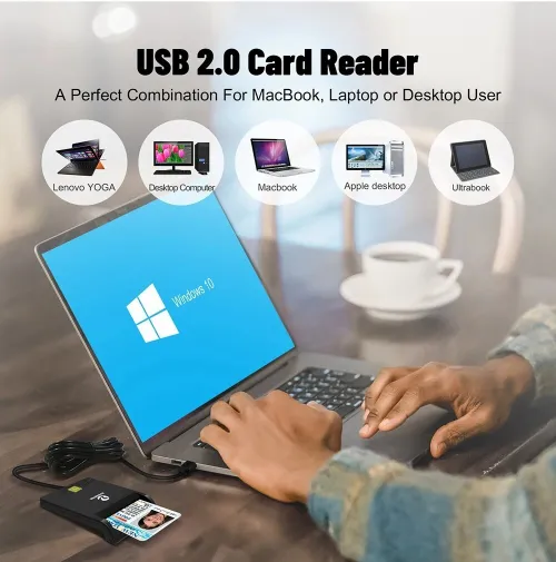 Lecteur de Carte Chifa & toute Cartes à Puce USB 2.0 Compatible Windows é MacOs ZW-12026-1 ZOWEETEK