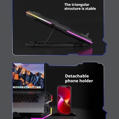 Refroidisseur avec 6 Ventilateurs Réglables  Jusqu'À 19" avec Support Mobile RGB NCP-079 RGB MIKUSO