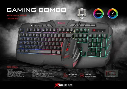 Pack 2 en 1 : Clavier Gaming Multimédia & Souris Gaming USB Filaire MK-880KIT XTRIKE ME