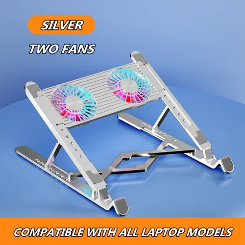 Support & Refroidisseur En Alliage d'Aluminium avec 2 ventilateurs Pliable & Réglable pour Laptop