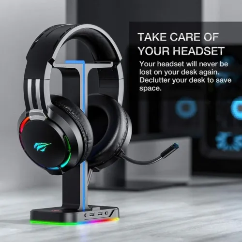 Support Casque Double RGB Avec 2 ports USB GameNote TH650 HAVIT