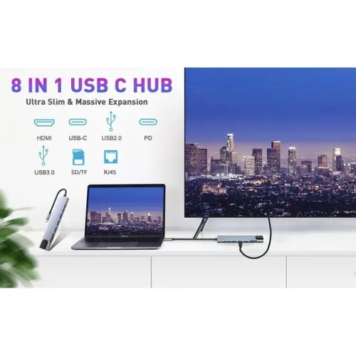Adaptateur USB Type-C 8 EN 1 USB Type-C to HDTV Multifonction