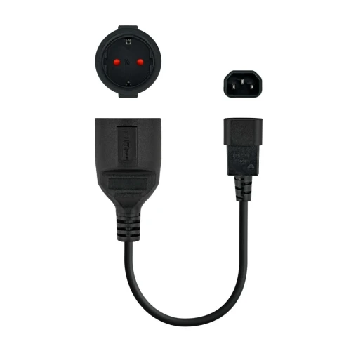 Câble Adaptateur Onduleur IEC 320 C14 Mâle vers Prise Européenne Schuko Femelle 45 Cm