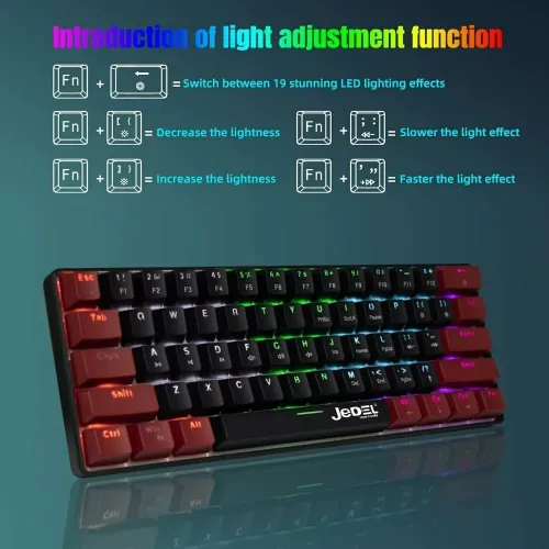 Clavier Gaming USB Filaire Mécanique à 60 % - 61 Touches Anti-Ghosting - KL-69 JEDEL