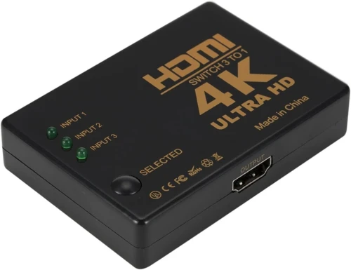 Switch HDMI 3 Entrées 1 Sortie, Commutateur HDMI 3 Ports 4K Ultra HD, Hub HDMI avec Télécommande