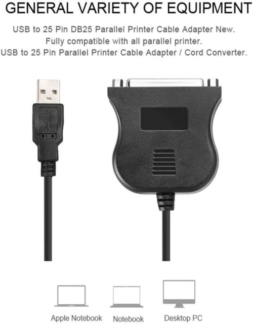 Câble Adaptateur USB vers 1 Port Parallèle DB25 0.9m
