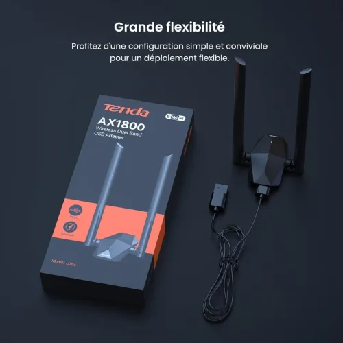 Adaptateur USB 3.0 Bi-bande MU-MIMO AX1800 Wi-Fi 6 U18a Tenda