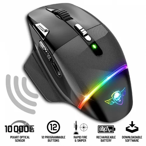Souris Sans Fil pour Gamer 10000 Dpi 9 Boutons Programmables RGB Xpert-M800 Spirit Of Gamer