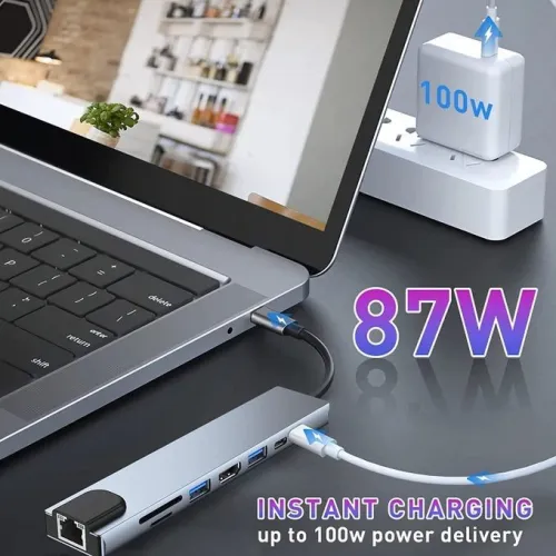 Adaptateur USB Type-C 8 EN 1 USB Type-C to HDTV Multifonction
