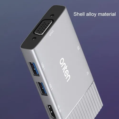 Station d'Accueil 7-en-1- USB-C, Vidéo HDMI+VGA 4K, 2*USB 3.0,  PD, SD/TF, Audio ,OTN-95113 ONTEN