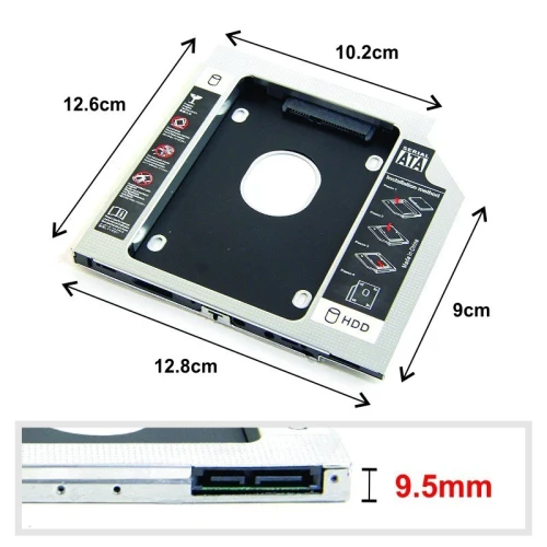 Rack Caddy de second disque dur SSD/HDD pour ordinateur portable 9.5mm