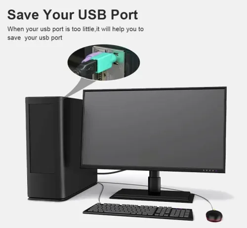 Adaptateur Convertisseur USB Femelle vers PS/2 Mâle pour Souris, Clavier