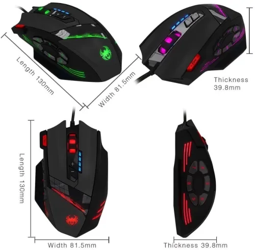 Souris Gaming Professional USB Sans Fil 4000 DPI Réglable 12 Boutons C-12 ZELOTES