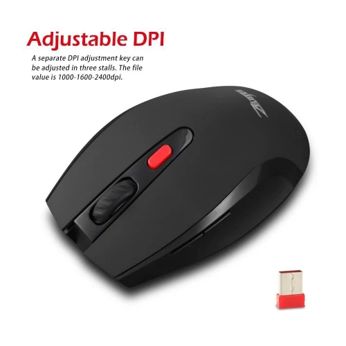 Souris Professional Sans Fil 2.4GHZ Jusqu'a 2400 DPI Réglable 6 Boutons F-13 ZELOTES