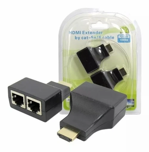 Extender & Rallonge HDMI Full HD 1080P 3D à 30 m sur Câble Ethernet Cat5e/6 Double RJ45