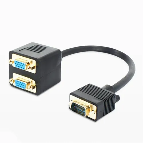 Adaptateur Splitter vidéo VGA 1 Mâle entrée vers 2 Femelles sorties haute qualité avec Câble, Répartiteur VGA Multi-Écrans Haute Performance