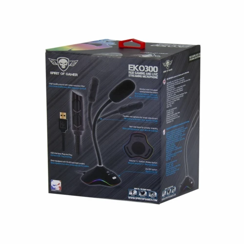 Microphone gaming & Live Streaming Omnidirectionnel USB Pour PC MIC-EKO300 Spirit Of Gamer