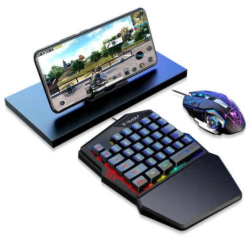 Kit Mobile Gaming 5en1 Clavier & Souris & Tapis de Souris & Convertisseur et support TF950 T-WOLF