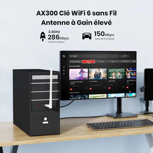 Adaptateur USB Sans fil à Gain élevé U2 v5.0 AX300 Wi-Fi 6 U2 Tenda
