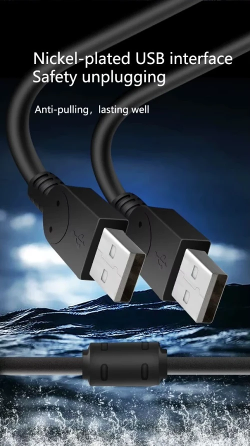 Cable USB-A 2.0 male vers USB-A 2.0 male avec Ferrite 1.5m