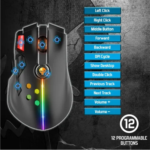 Souris Gaming USB Sans Fil 10000 dpi 8 boutons programmables RGB S-XM600RF Spirit Of Gamer
